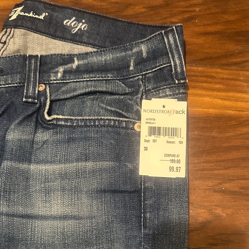 7 For All Mankind Dark Blue Straight Leg Jeans - Picture 2 of 5